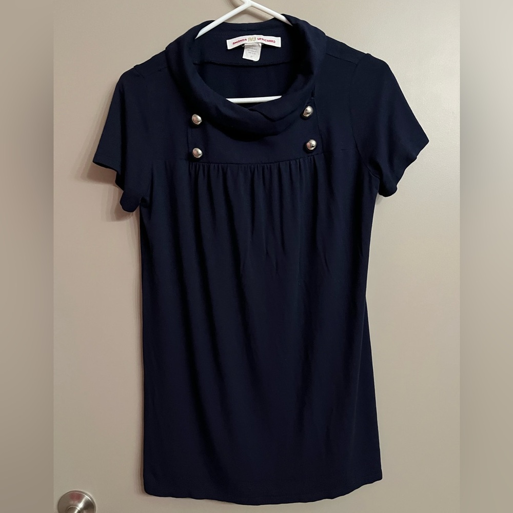 Amanda Uprichard Short Sleeve Cowl Neck Blouse